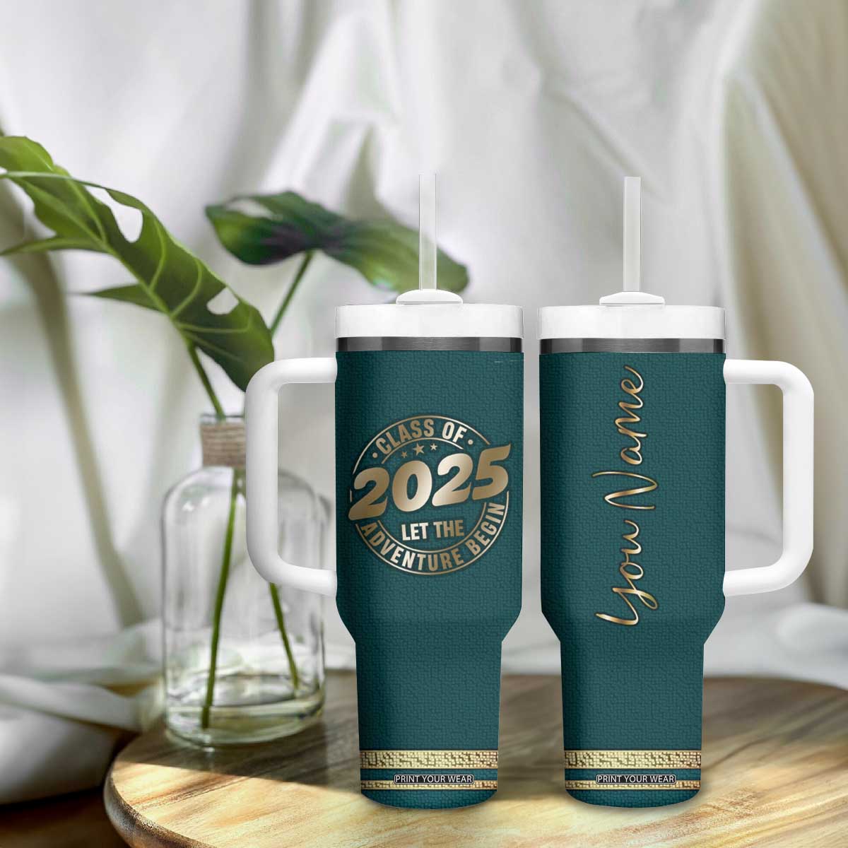 Personalized Graduation Gifts Tumbler With Handle Custom Name Class Of 2025 Let The Adventure Begin TB09 Print Your Wear