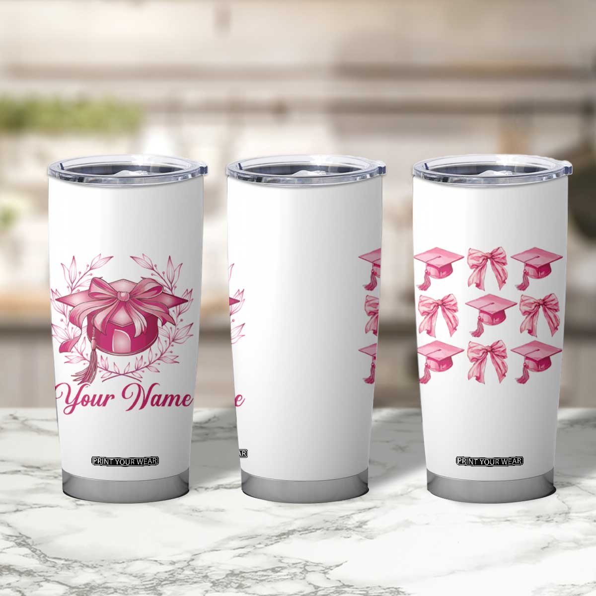 Personalized Graduation Gifts For Women Tumbler Cup Custom Name Coquette Bow Seniors Class Of 2025 TB09 Print Your Wear