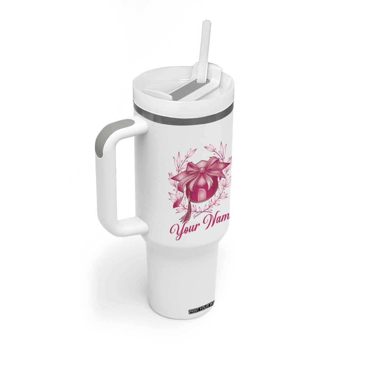 Personalized Graduation Gifts For Women Tumbler With Handle Custom Name Coquette Bow Seniors Class Of 2025 TB09 Print Your Wear