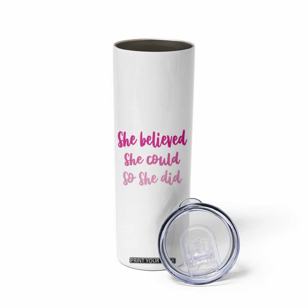 Graduation Gifts For Women Skinny Tumbler She Believed She Could So She Did Seniors Class Of 2025 Coquette Bow TB09 Print Your Wear
