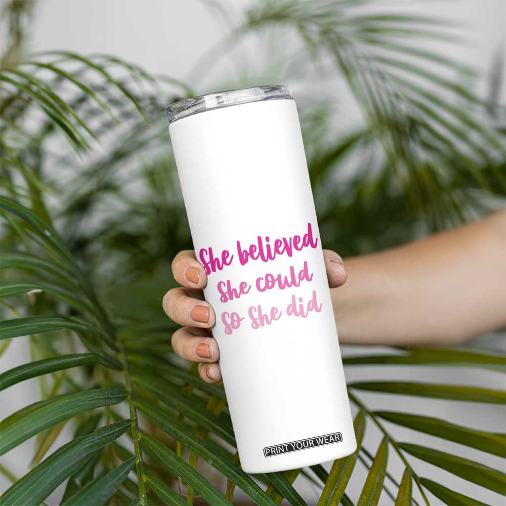 Graduation Gifts For Women Skinny Tumbler She Believed She Could So She Did Seniors Class Of 2025 Coquette Bow TB09 Print Your Wear