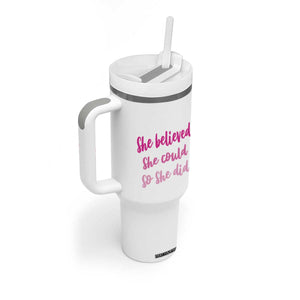 Graduation Gifts For Women Tumbler With Handle She Believed She Could So She Did Seniors Class Of 2025 Coquette Bow TB09 Print Your Wear