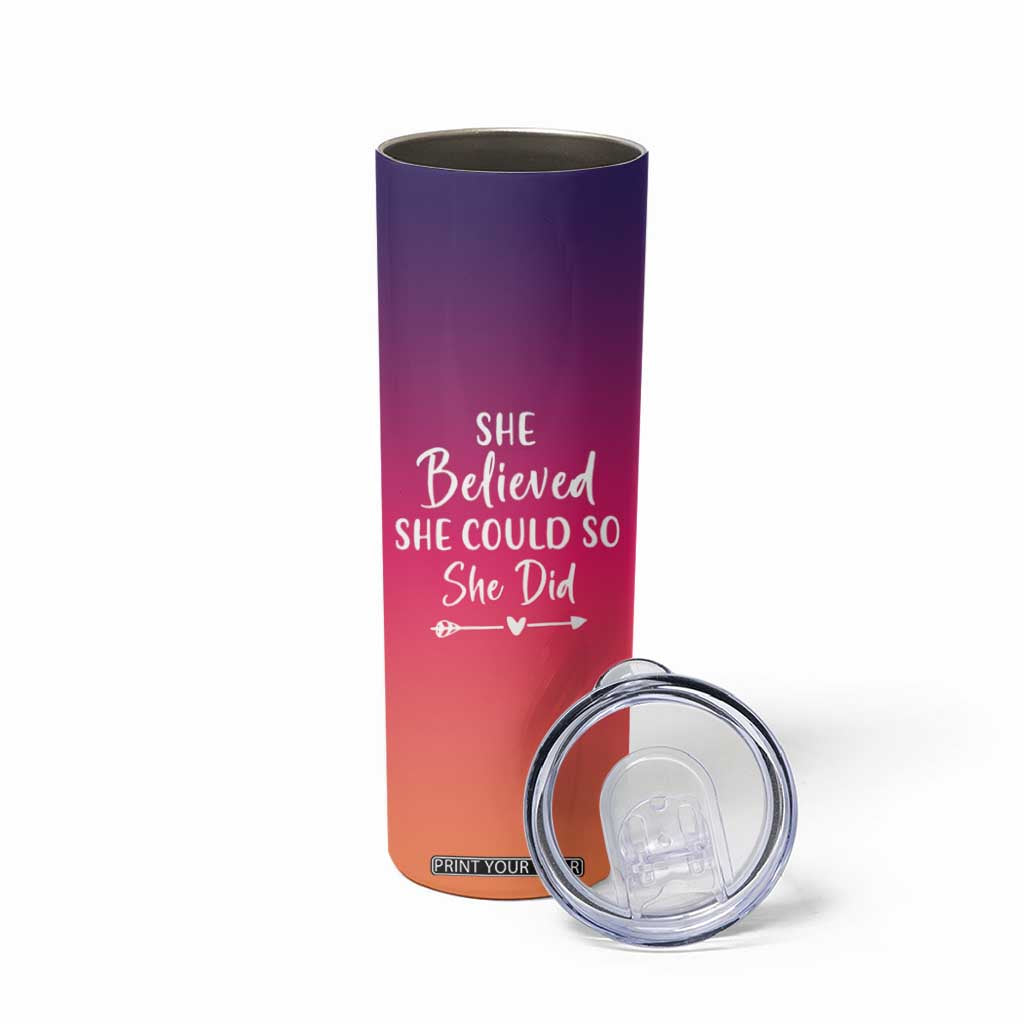 Personalized Graduation Gifts For Her Skinny Tumbler Custom Name She Believed She Could So She Did Seniors Class Of 2025 TB09 Print Your Wear