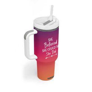 Personalized Graduation Gifts For Her Tumbler With Handle Custom Name She Believed She Could So She Did Seniors Class Of 2025 TB09 Print Your Wear