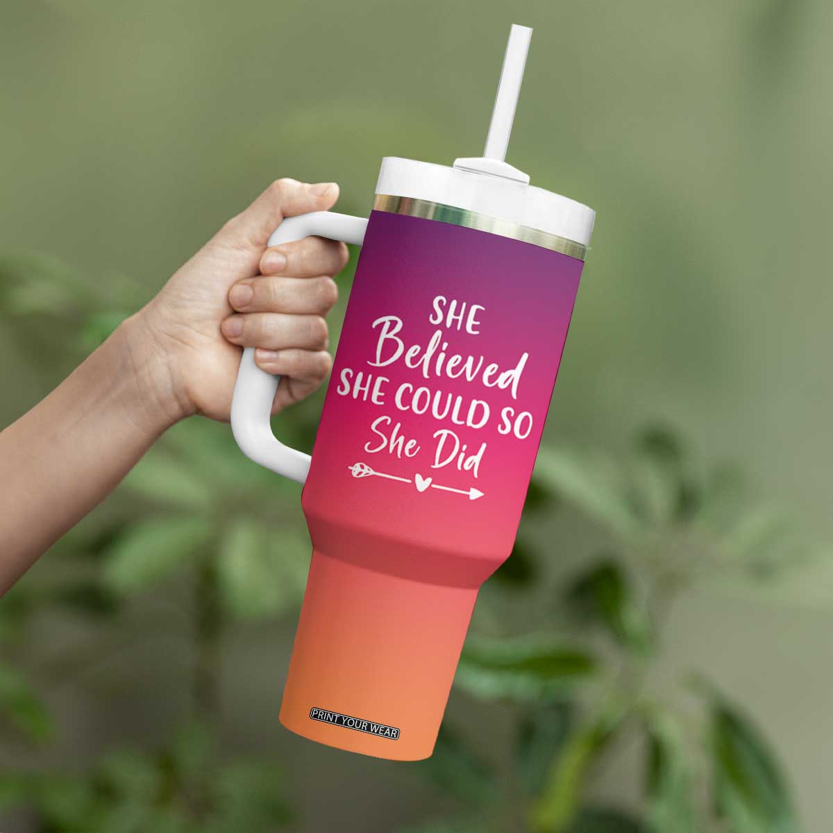 Personalized Graduation Gifts For Her Tumbler With Handle Custom Name She Believed She Could So She Did Seniors Class Of 2025 TB09 Print Your Wear