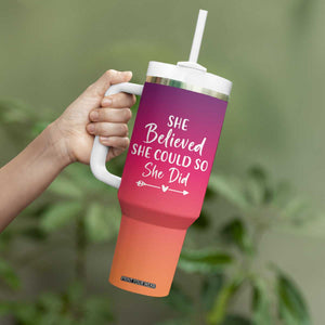 Personalized Graduation Gifts For Her Tumbler With Handle Custom Name She Believed She Could So She Did Seniors Class Of 2025 TB09 Print Your Wear