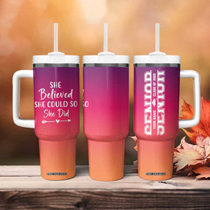 Personalized Graduation Gifts For Her Tumbler With Handle Custom Name She Believed She Could So She Did Seniors Class Of 2025 TB09 Print Your Wear