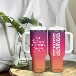 Personalized Graduation Gifts For Her Tumbler With Handle Custom Name She Believed She Could So She Did Seniors Class Of 2025 TB09 Print Your Wear