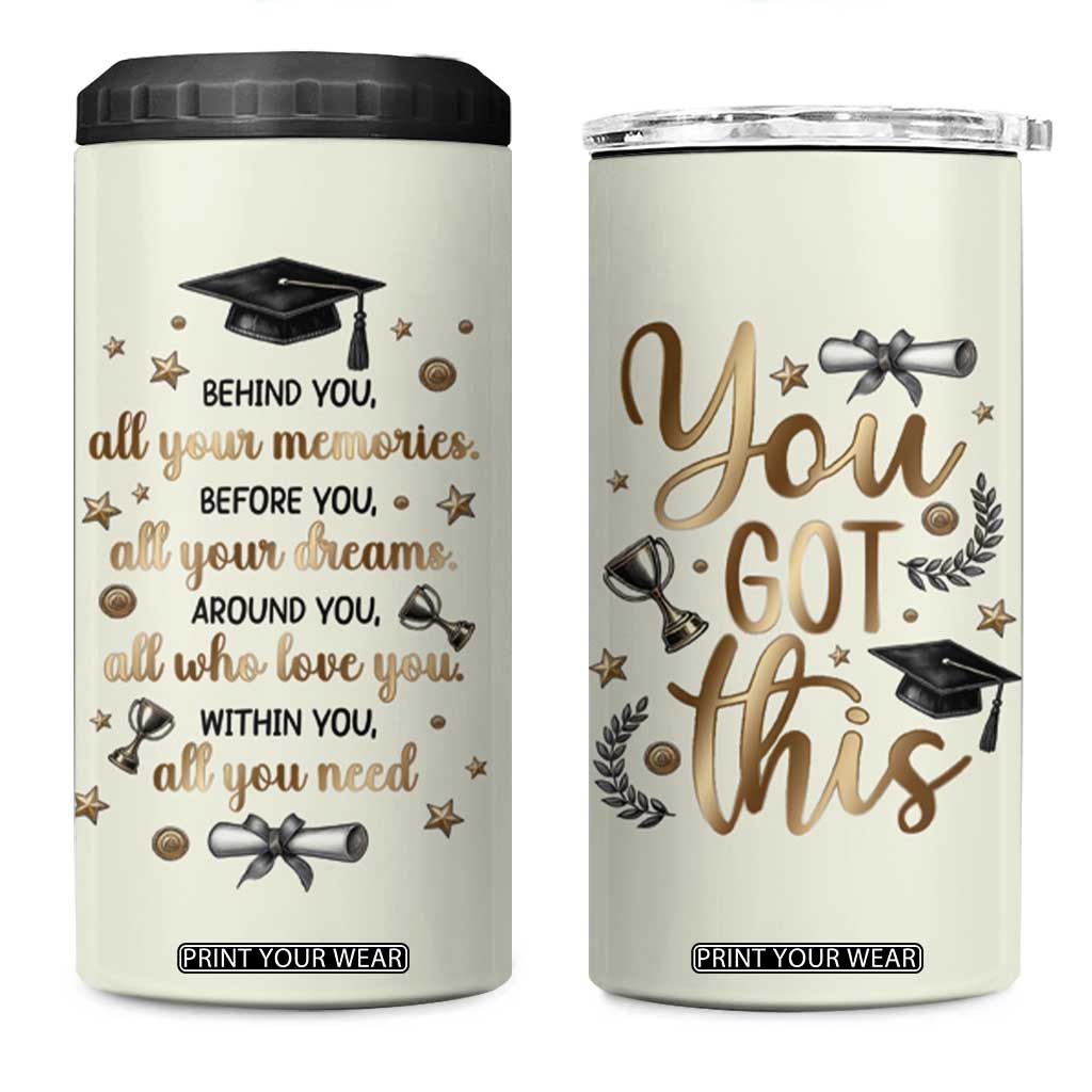 Graduation Gifts 4 in 1 Can Cooler Tumbler Congrats You Did It Class Of 2025 TB09 One Size: 16 oz Beige Print Your Wear