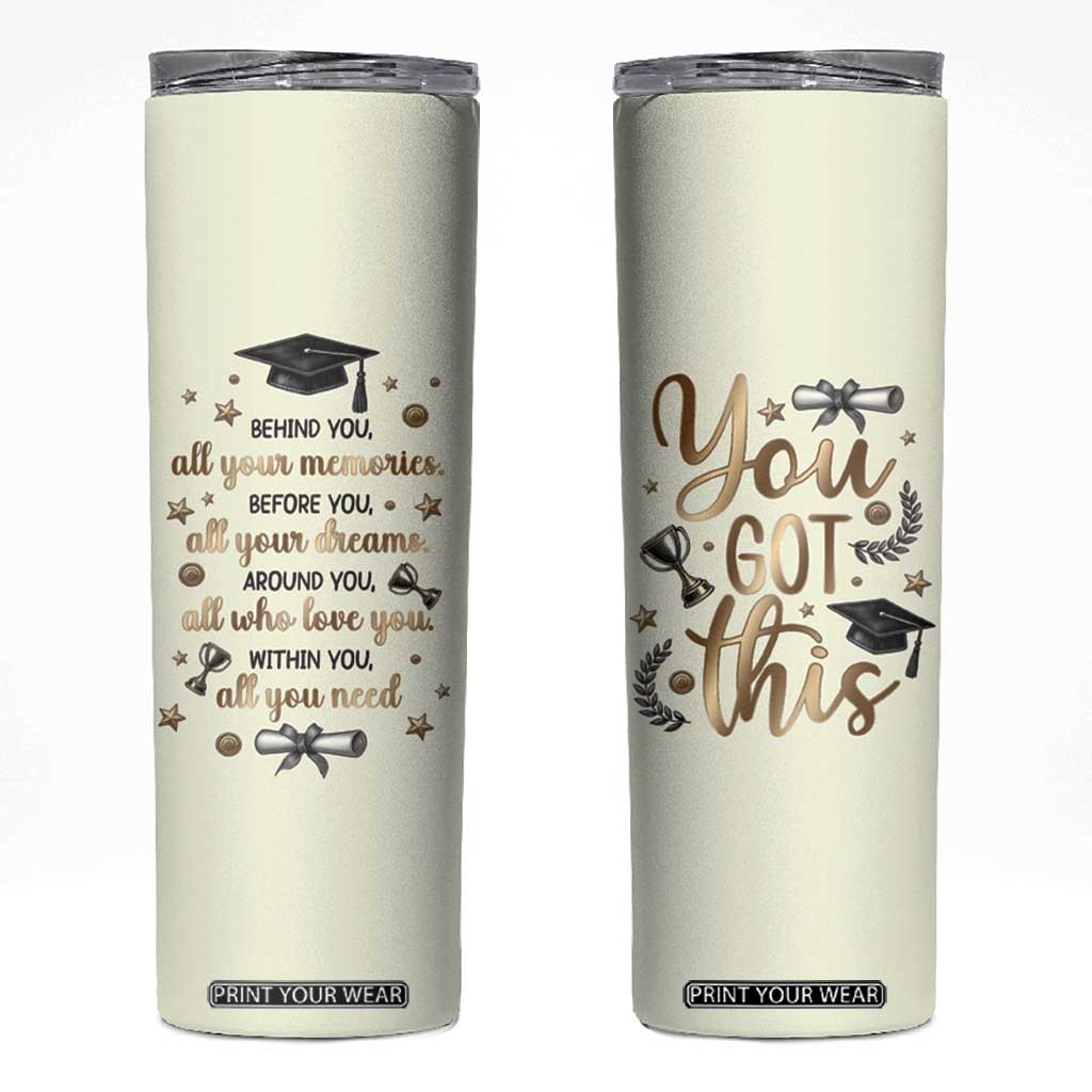 Graduation Gifts Skinny Tumbler Congrats You Did It Class Of 2025 TB09 Beige Print Your Wear