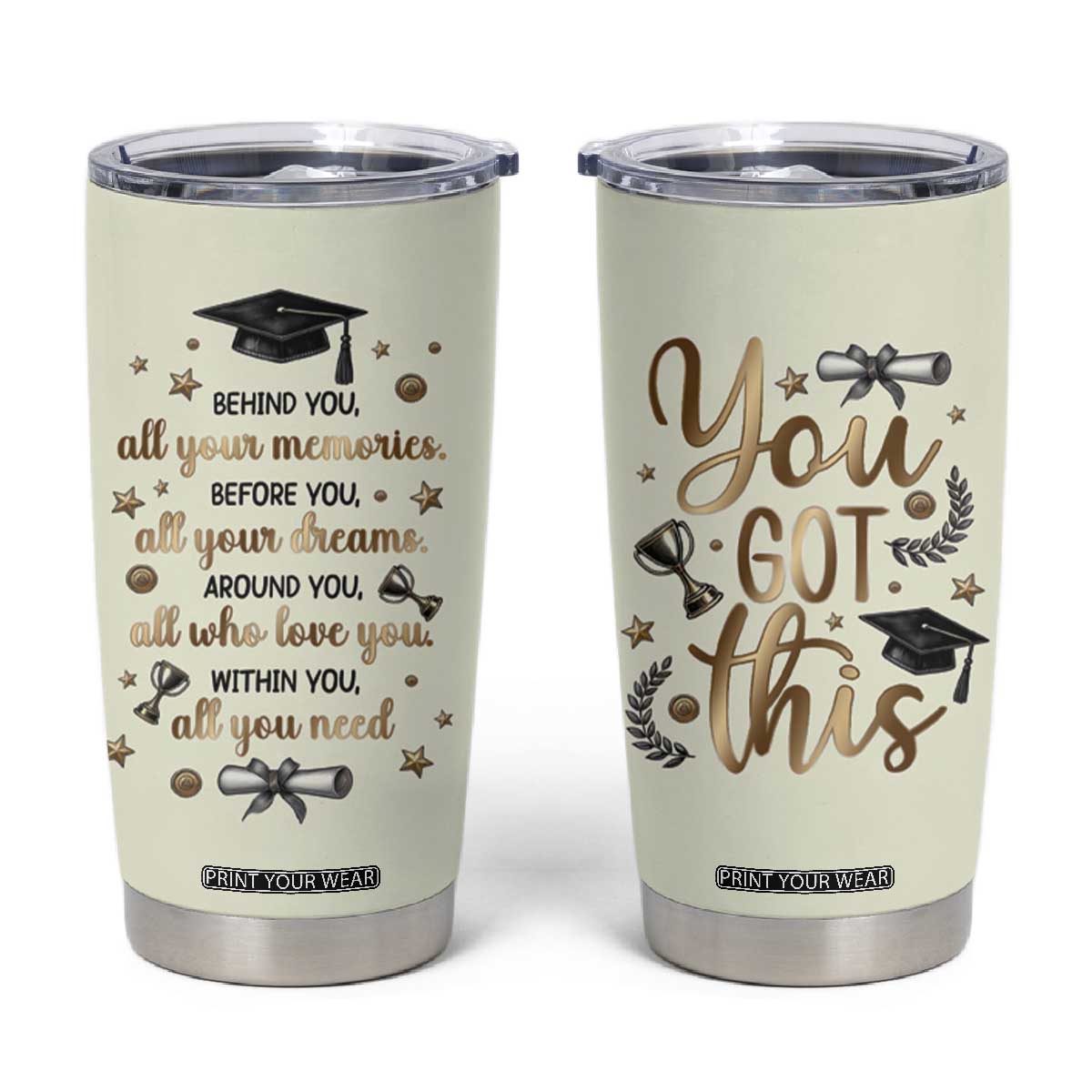 Graduation Gifts Tumbler Cup Congrats You Did It Class Of 2025 TB09 Beige Print Your Wear