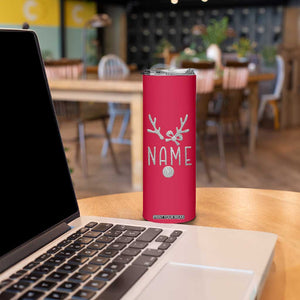Personalized Christmas Skinny Tumbler Custom Name Cute Reindeer Girly Bow TB09 Print Your Wear