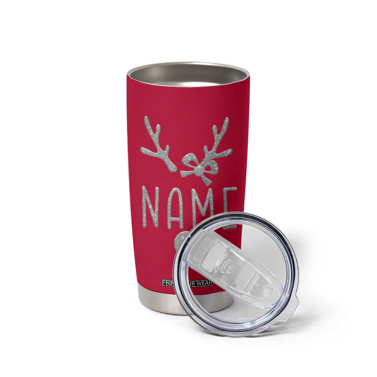 Personalized Christmas Tumbler Cup Custom Name Cute Reindeer Girly Bow TB09 Print Your Wear