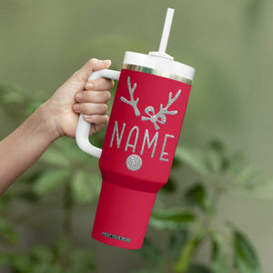 Personalized Christmas Tumbler With Handle Custom Name Cute Reindeer Girly Bow TB09 Print Your Wear