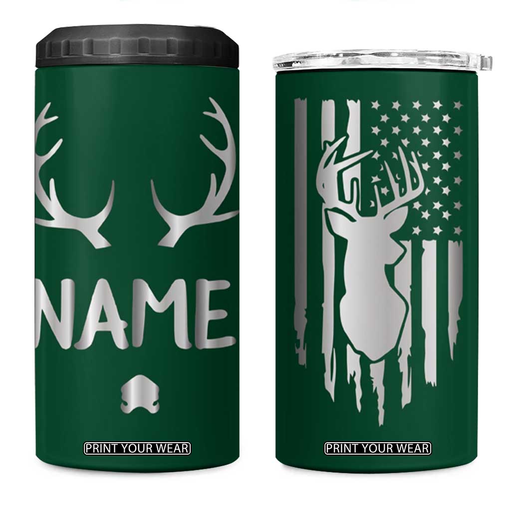 Personalized Hunting 4 in 1 Can Cooler Tumbler Custom Name Reindeer Season Christmas TB09 One Size: 16 oz Green Print Your Wear