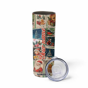 Personalized Christmas Skinny Tumbler Custom Name Vingtage Xmas Stamp TB09 Print Your Wear