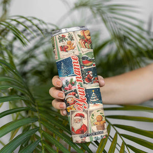 Personalized Christmas Skinny Tumbler Custom Name Vingtage Xmas Stamp TB09 Print Your Wear