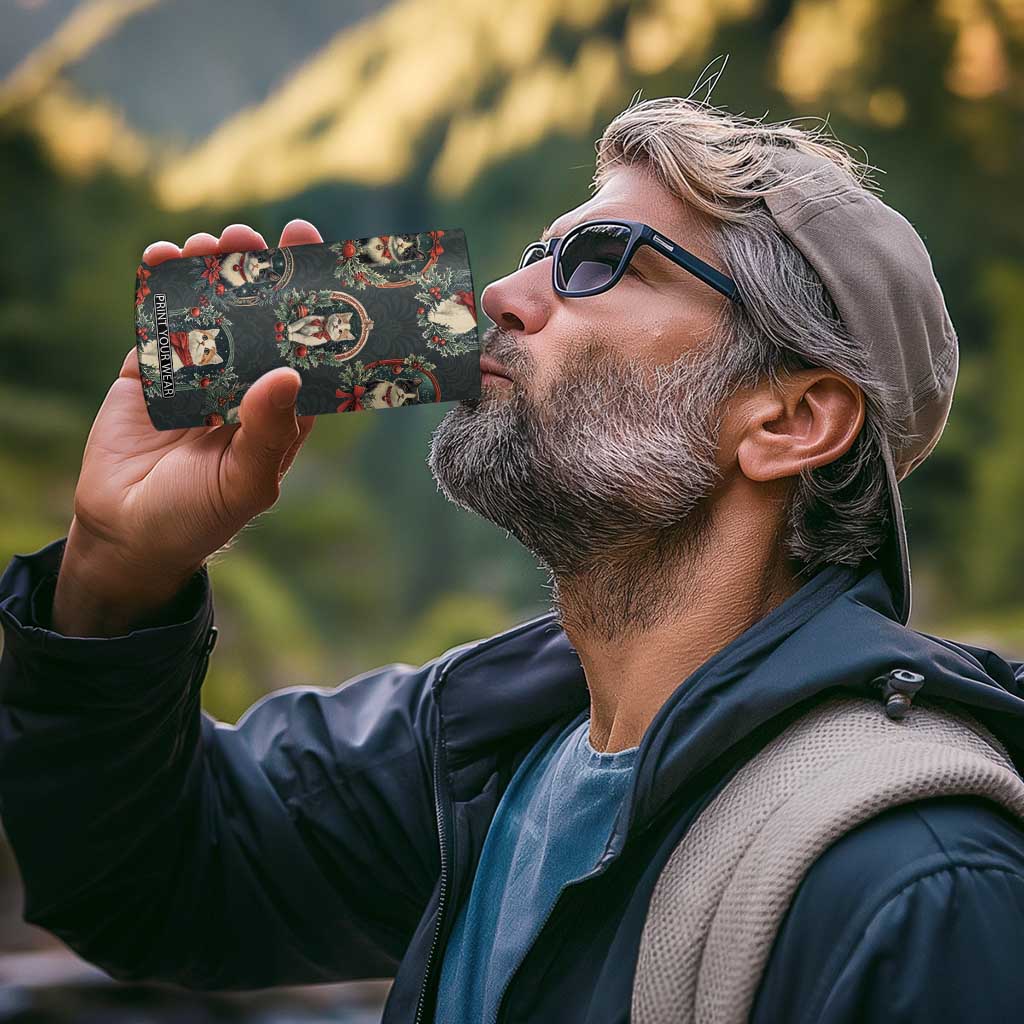 Christmas Cat 4 in 1 Can Cooler Tumbler Vintage Kitten Victorian Royal Holly Wreath TB09 Print Your Wear