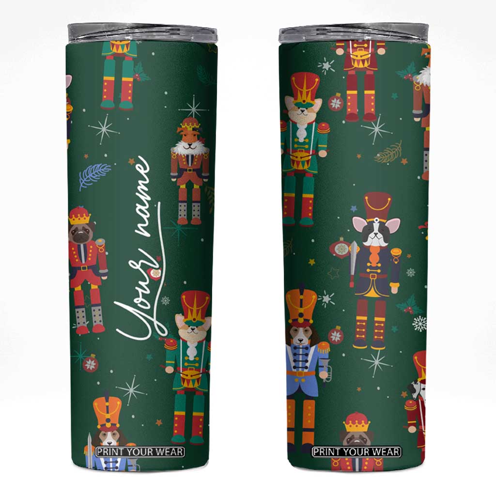 Personalized Christmas Nutcracker Skinny Tumbler Custom Name Funny Nutcracker Dog TB09 Green Print Your Wear