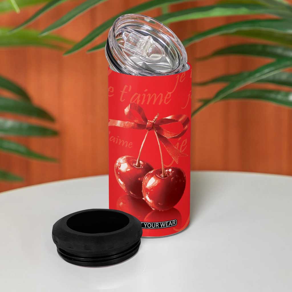 Personalized Coquette Christmas 4 in 1 Can Cooler Tumbler Custom Name Cherry Bow Je T'aime TB09 Print Your Wear