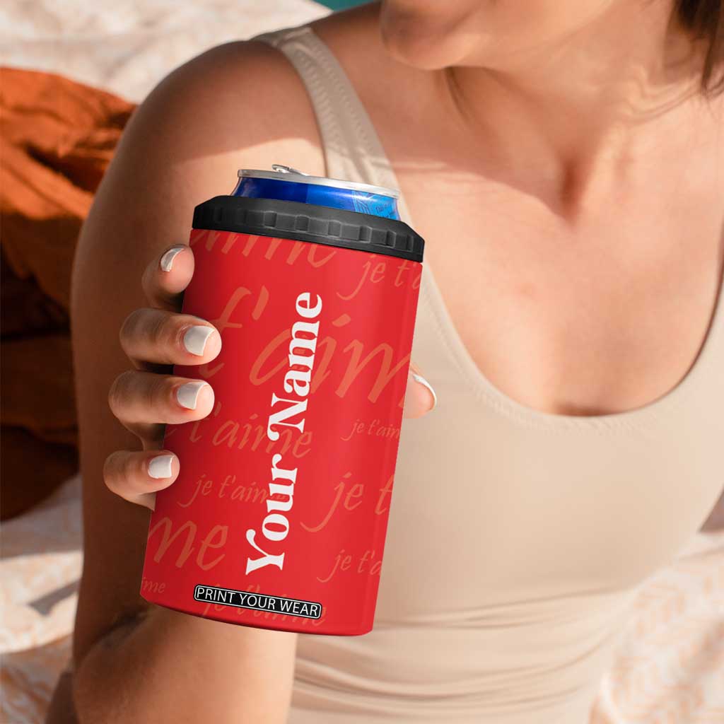Personalized Coquette Christmas 4 in 1 Can Cooler Tumbler Custom Name Cherry Bow Je T'aime TB09 Print Your Wear
