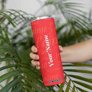 Personalized Coquette Christmas Skinny Tumbler Custom Name Cherry Bow Je T'aime TB09 Print Your Wear