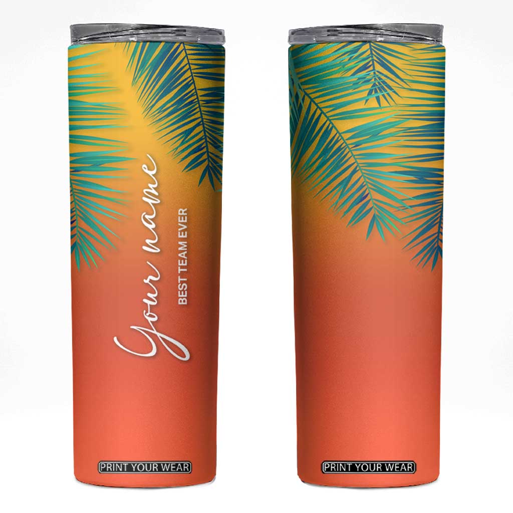 Personalized Beach Trip Vacation Skinny Tumbler Custom Name Best Team Ever Teambuilding TB09 Sunset Print Your Wear