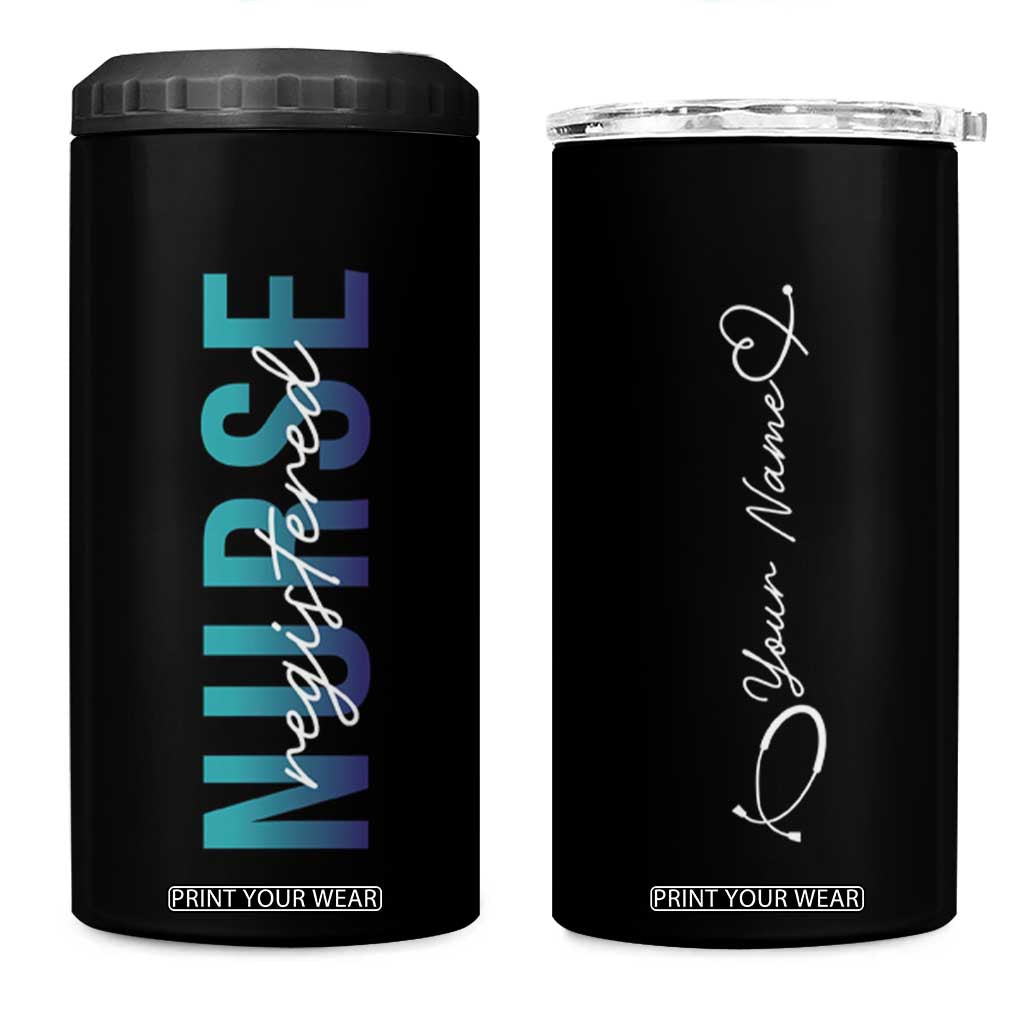 Personalized Registered Nurse 4 in 1 Can Cooler Tumbler Custom Name Nursing Student Gifts RN TB09 One Size: 16 oz Black Print Your Wear
