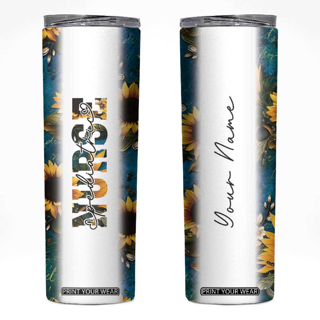 Personalized Pediatric Nurse Skinny Tumbler Custom Name Nurse Gifts Sunflower TB09 Sunflower Print Your Wear