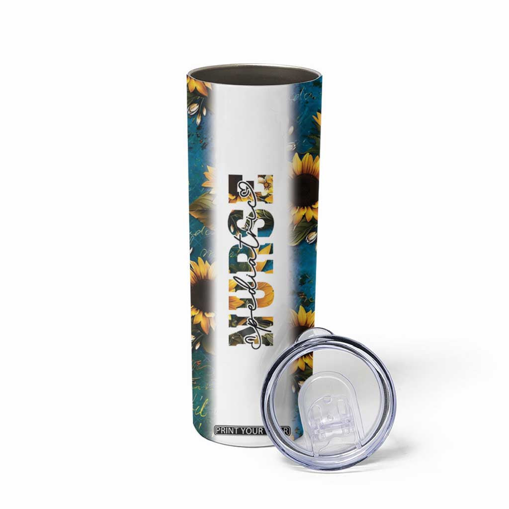 Personalized Pediatric Nurse Skinny Tumbler Custom Name Nurse Gifts Sunflower TB09 Print Your Wear