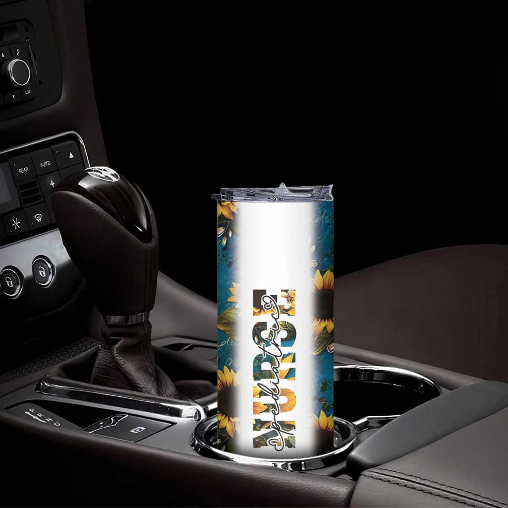 Personalized Pediatric Nurse Skinny Tumbler Custom Name Nurse Gifts Sunflower TB09 Print Your Wear