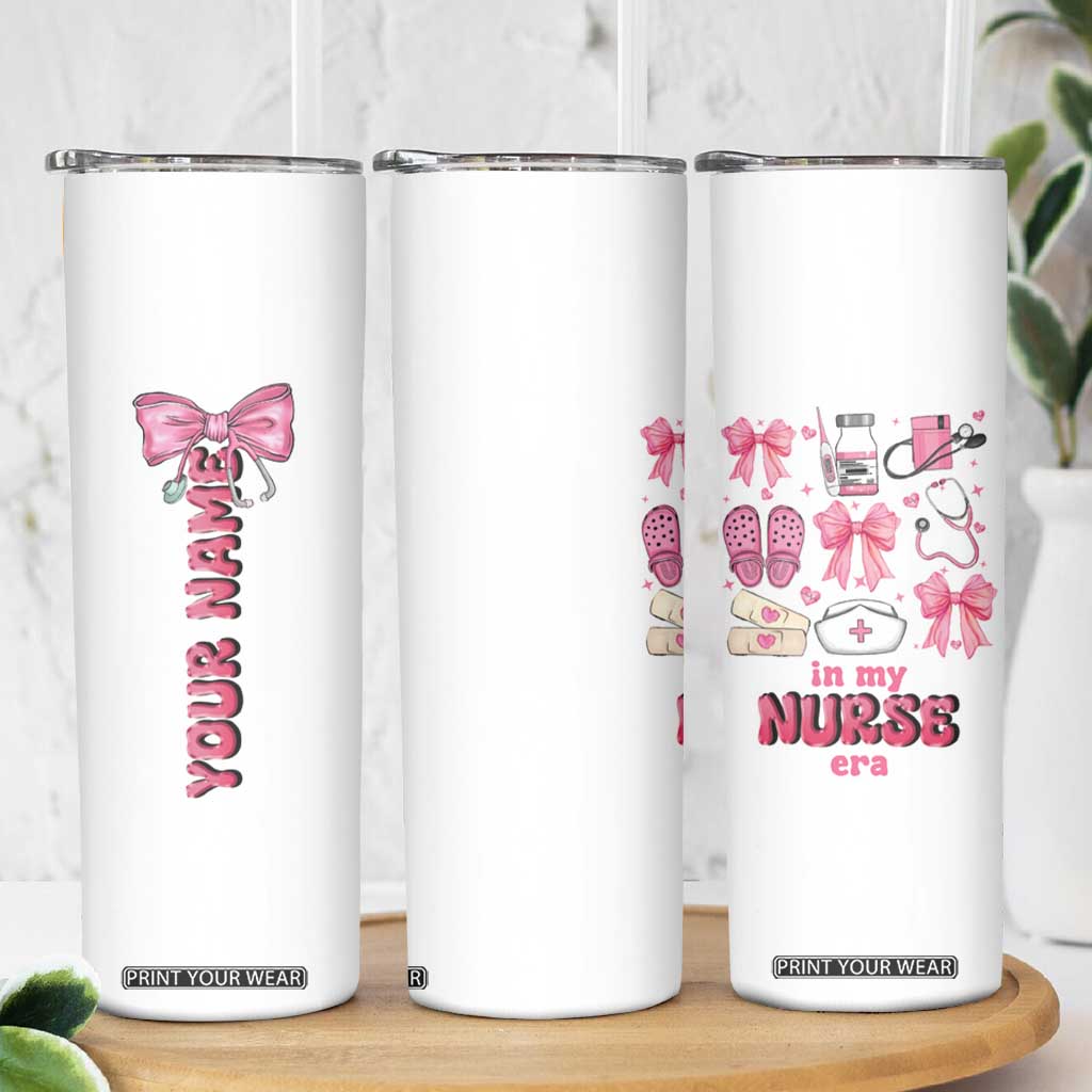 Personalized Nurse Gifts Skinny Tumbler Custom Name In My Nurse Era Coquette TB09 Print Your Wear