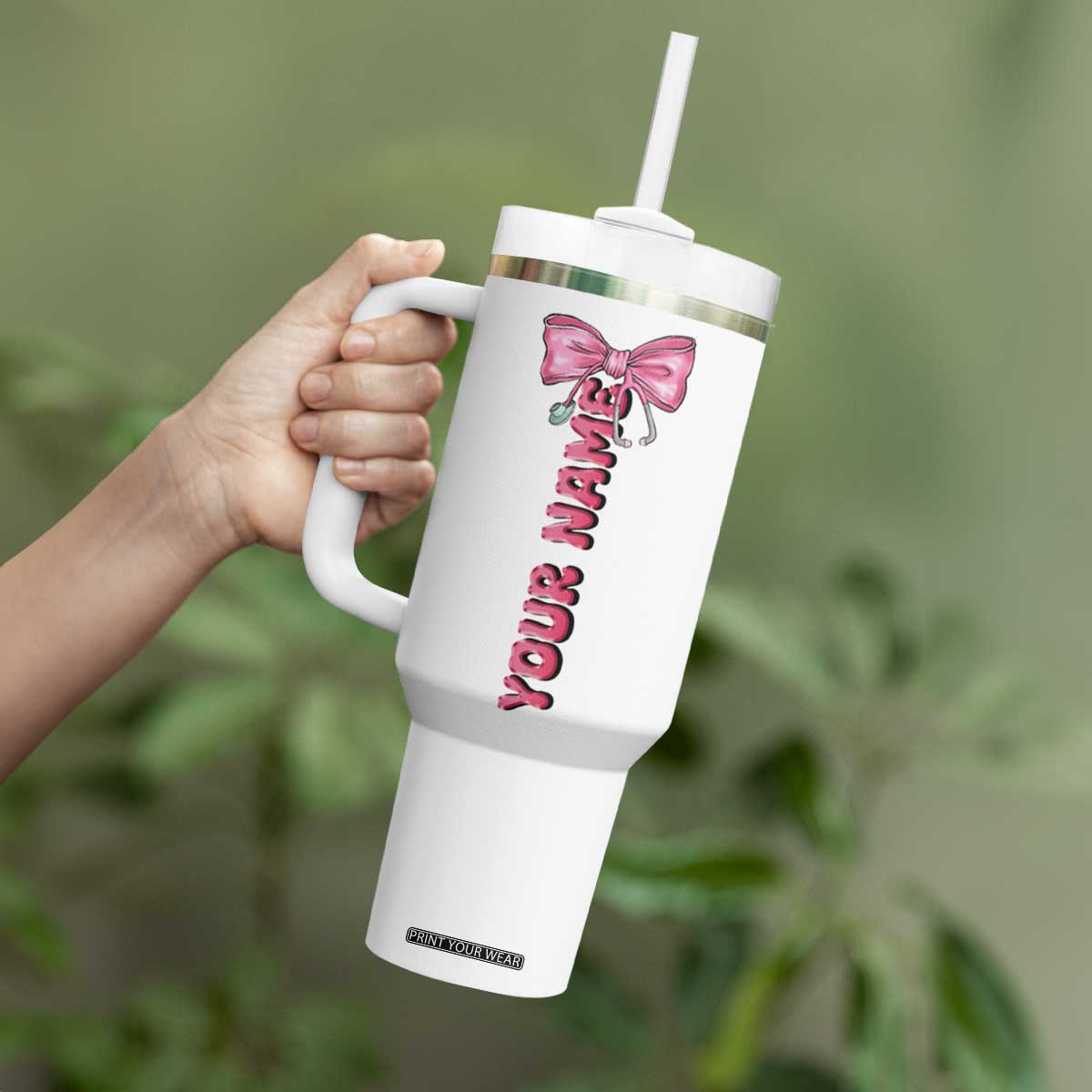 Personalized Nurse Gifts Tumbler With Handle Custom Name In My Nurse Era Coquette TB09 Print Your Wear
