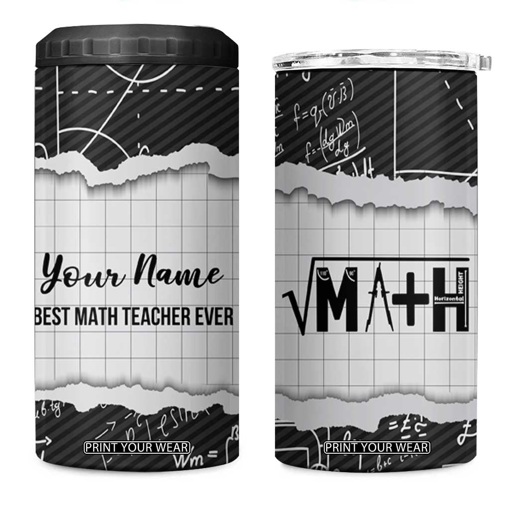 Personalized Math Teacher 4 in 1 Can Cooler Tumbler Custom Name Best Math Teacher Ever TB09 One Size: 16 oz Black Print Your Wear