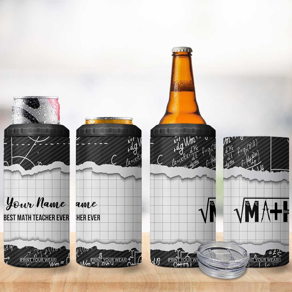 Personalized Math Teacher 4 in 1 Can Cooler Tumbler Custom Name Best Math Teacher Ever TB09 Print Your Wear