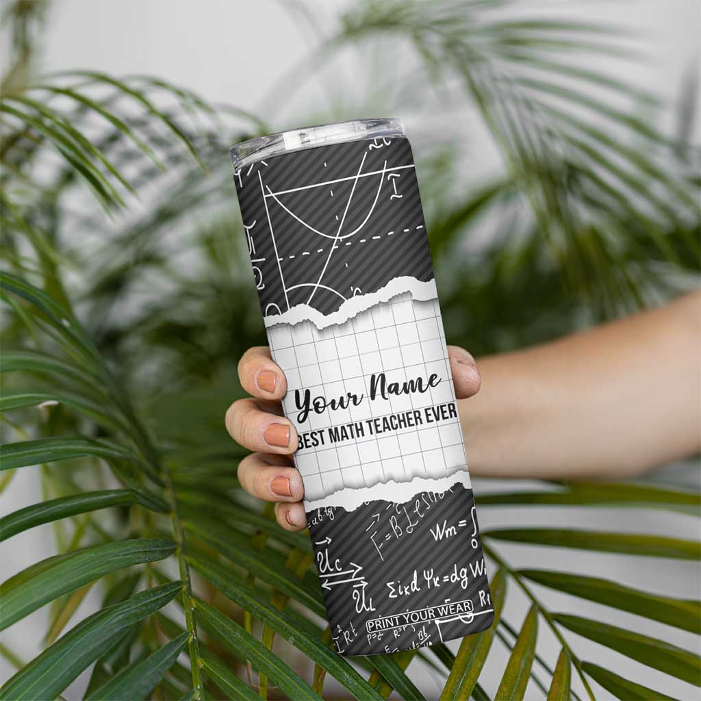 Personalized Math Teacher Skinny Tumbler Custom Name Best Math Teacher Ever TB09 Print Your Wear