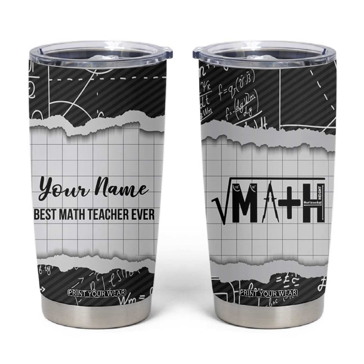 Personalized Math Teacher Tumbler Cup Custom Name Best Math Teacher Ever TB09 Black Print Your Wear