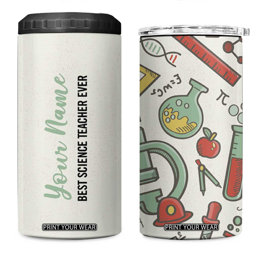 Personalized Science Teacher 4 in 1 Can Cooler Tumbler Custom Name Best Science Teacher Ever TB09 One Size: 16 oz Old Paper Print Your Wear