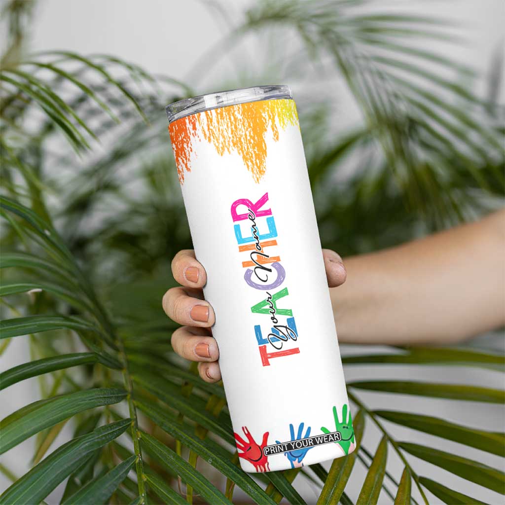 Personalized Teacher Skinny Tumbler Custom Name Rainbow Your Are The Best TB09 Print Your Wear