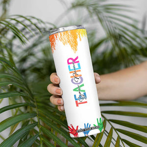 Personalized Teacher Skinny Tumbler Custom Name Rainbow Your Are The Best TB09 Print Your Wear