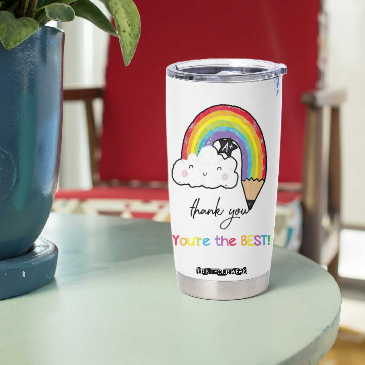 Personalized Teacher Tumbler Cup Custom Name Rainbow Your Are The Best TB09 Print Your Wear
