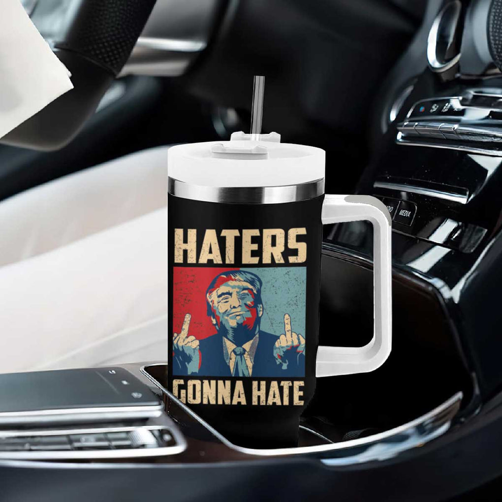 Funny Trump Tumbler With Handle Haters Gonna Hate Middle Finger TB09 Print Your Wear