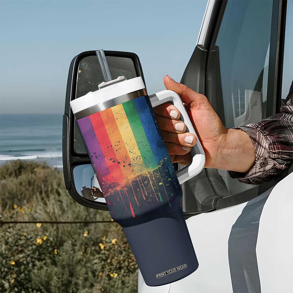 Rainbow LGBT Pride Tumbler With Handle TB09 Print Your Wear