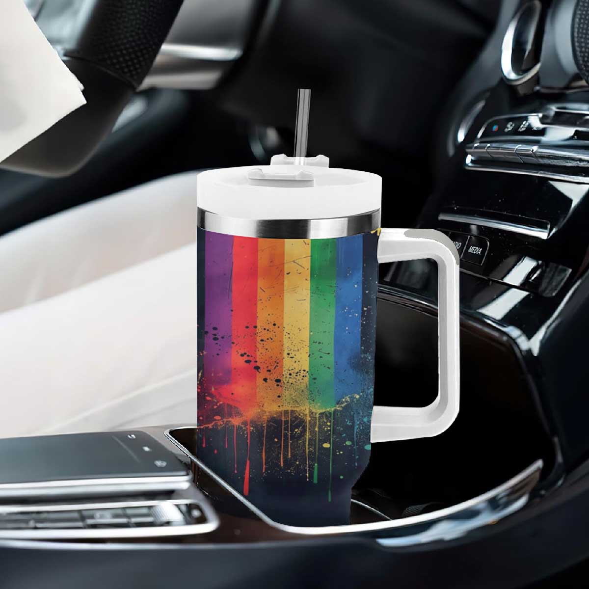 Rainbow LGBT Pride Tumbler With Handle TB09 Print Your Wear