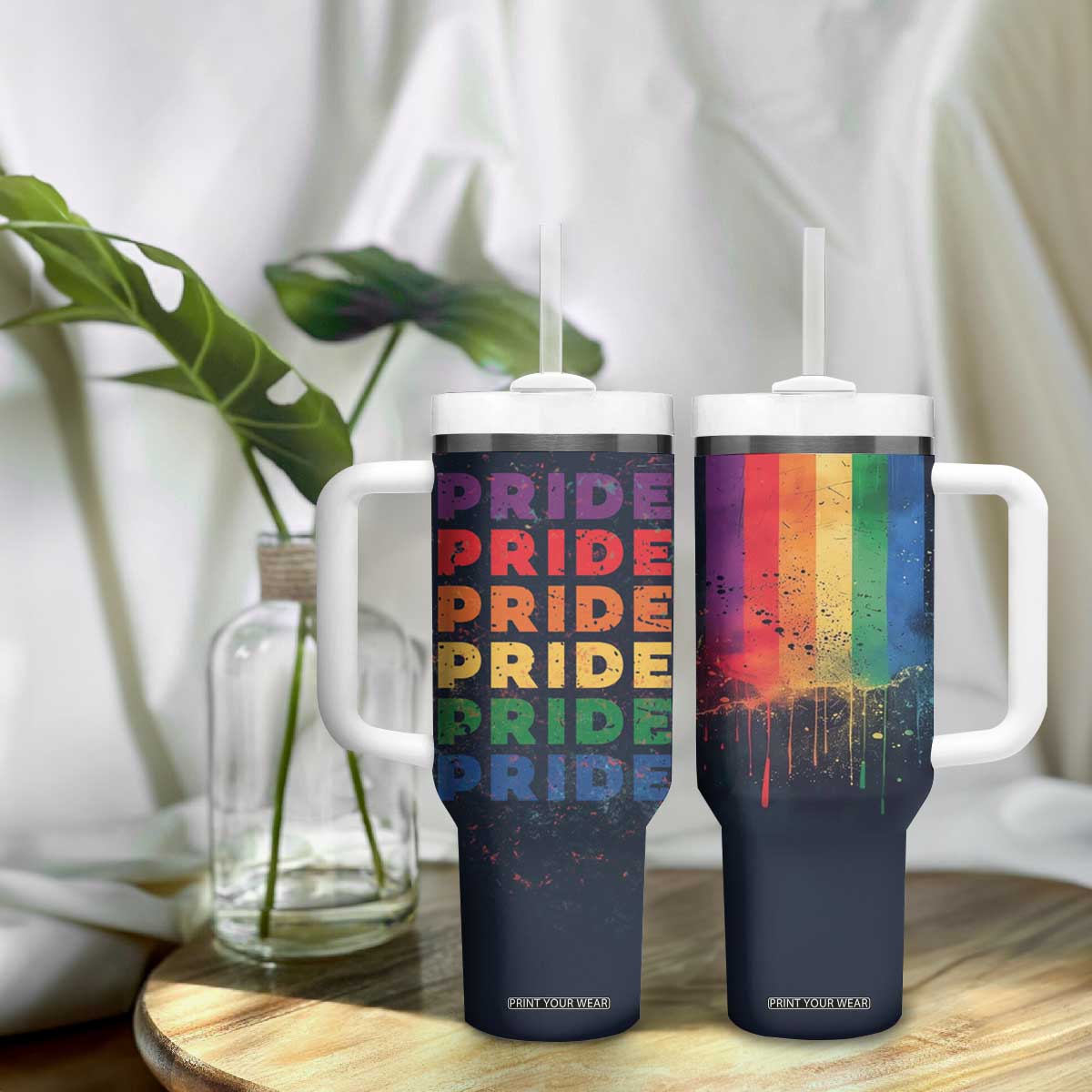 Rainbow LGBT Pride Tumbler With Handle TB09 Print Your Wear