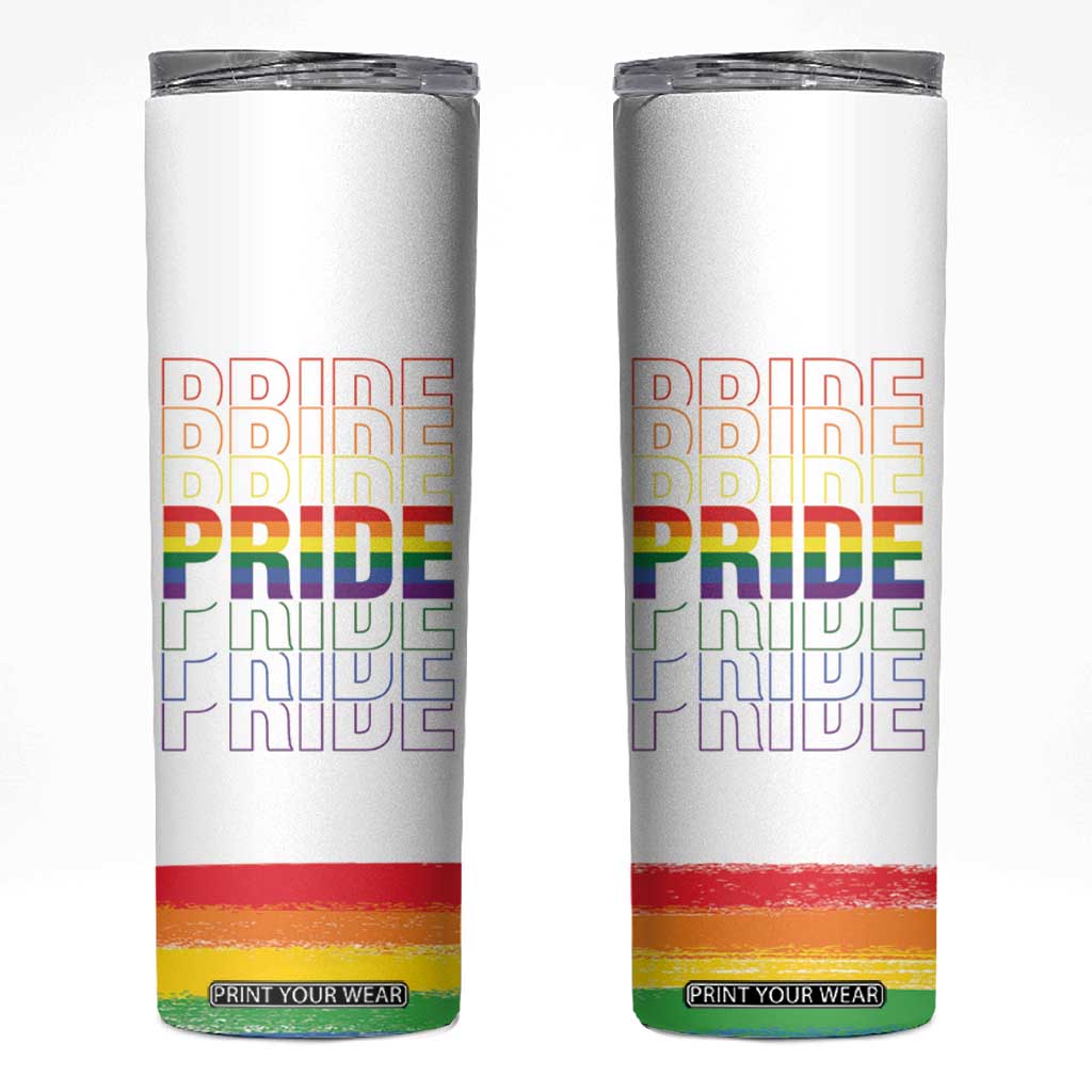 Gay Pride Skinny Tumbler LGBTQ Rainbow Flag TB09 White Print Your Wear