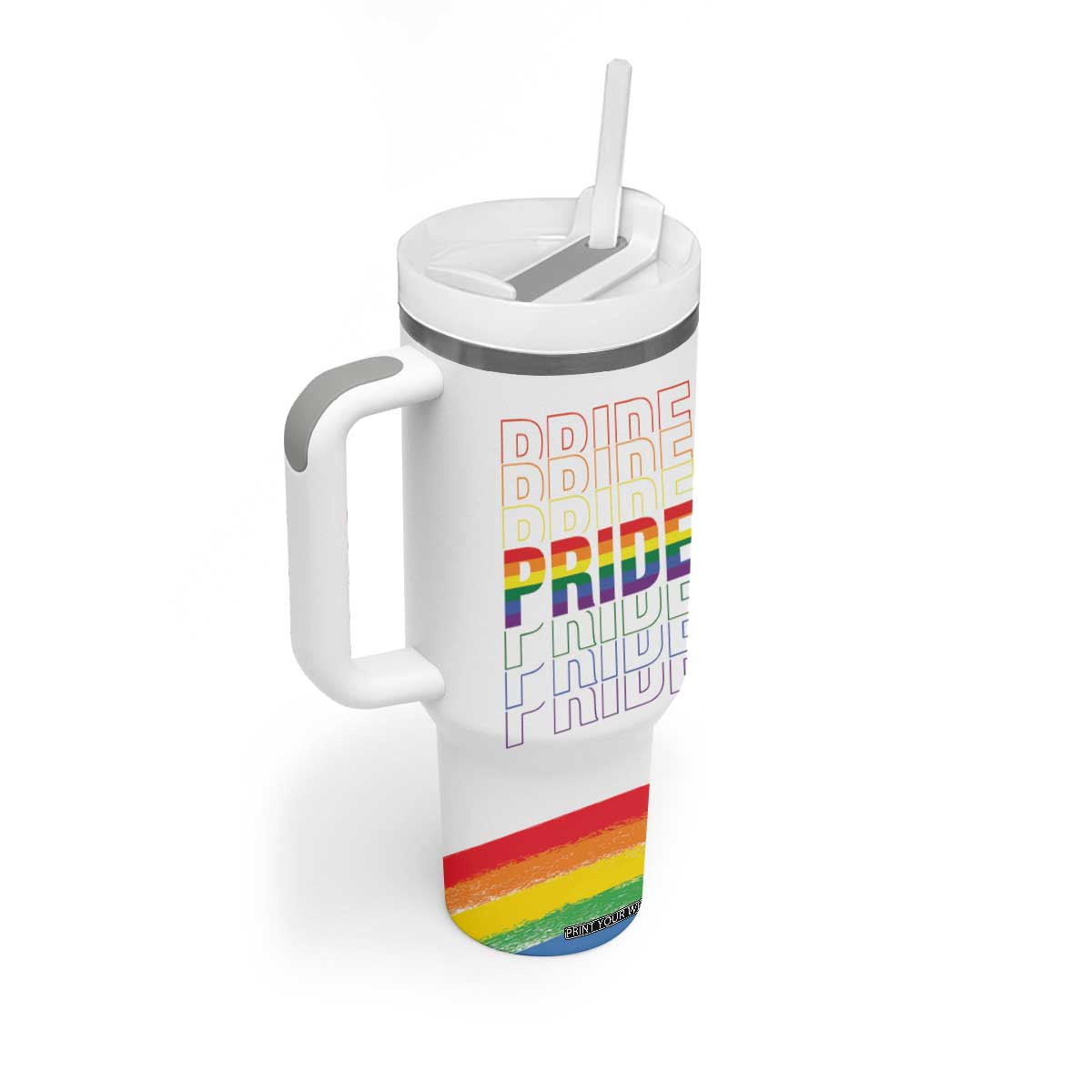 Gay Pride Tumbler With Handle LGBTQ Rainbow Flag TB09 Print Your Wear