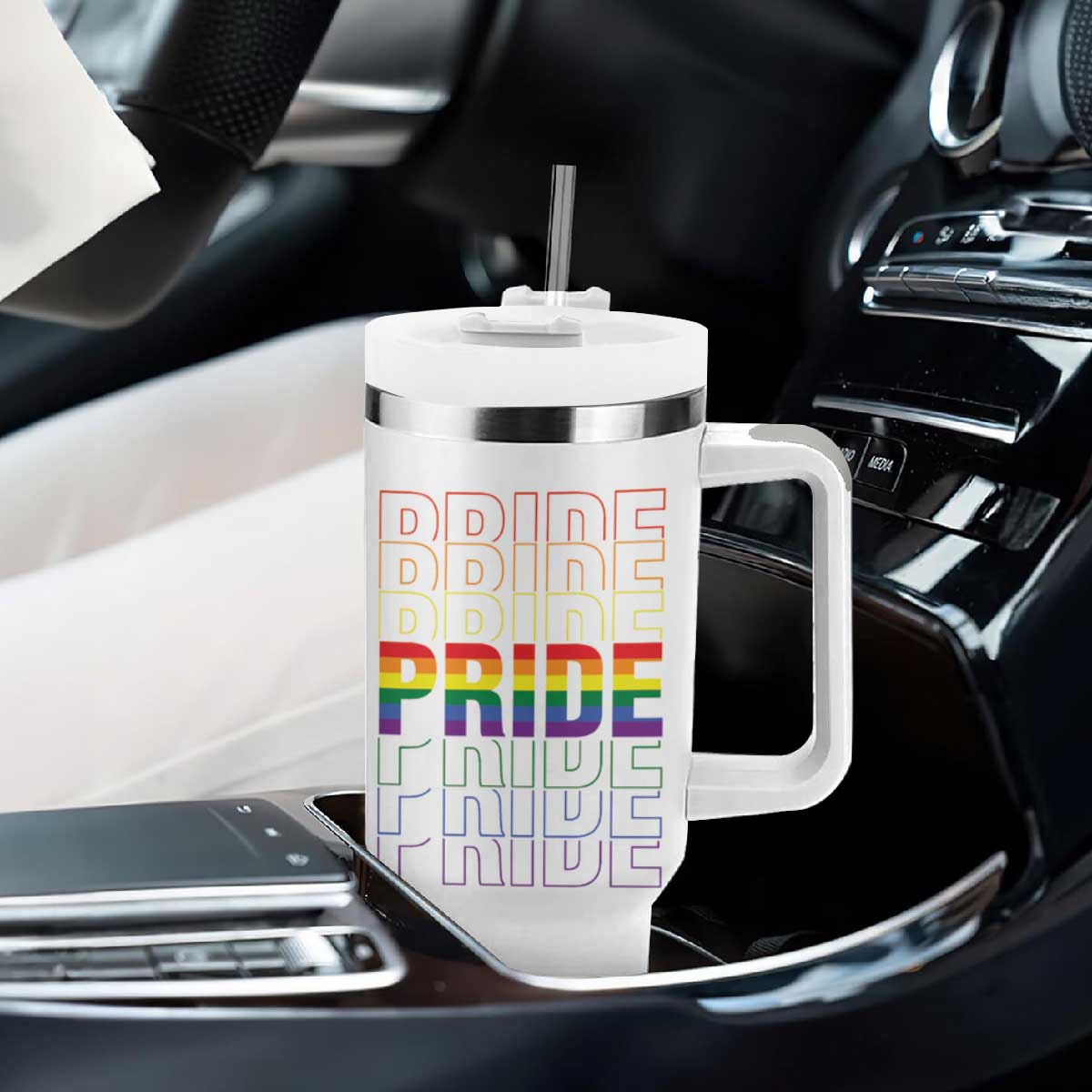 Gay Pride Tumbler With Handle LGBTQ Rainbow Flag TB09 Print Your Wear