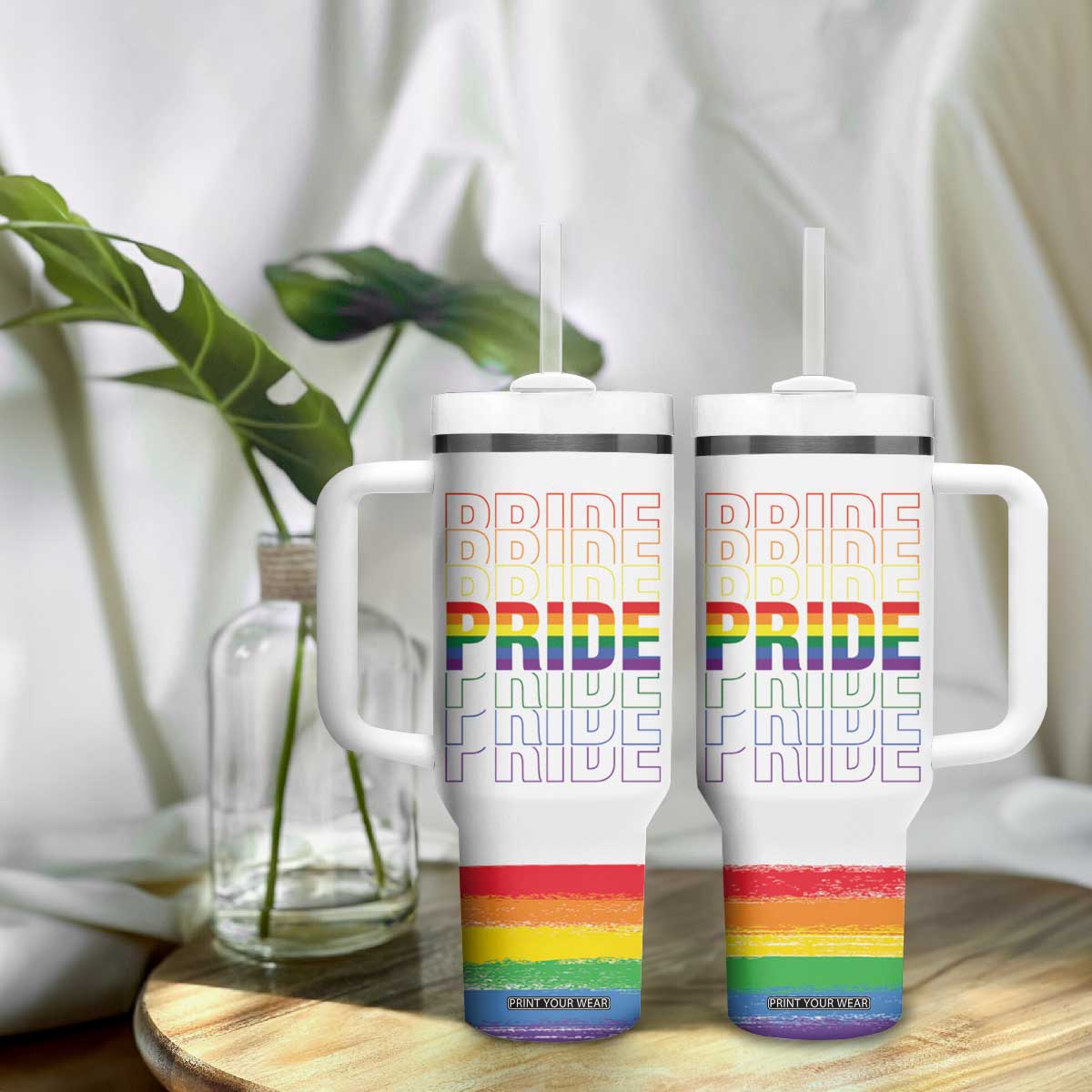 Gay Pride Tumbler With Handle LGBTQ Rainbow Flag TB09 Print Your Wear