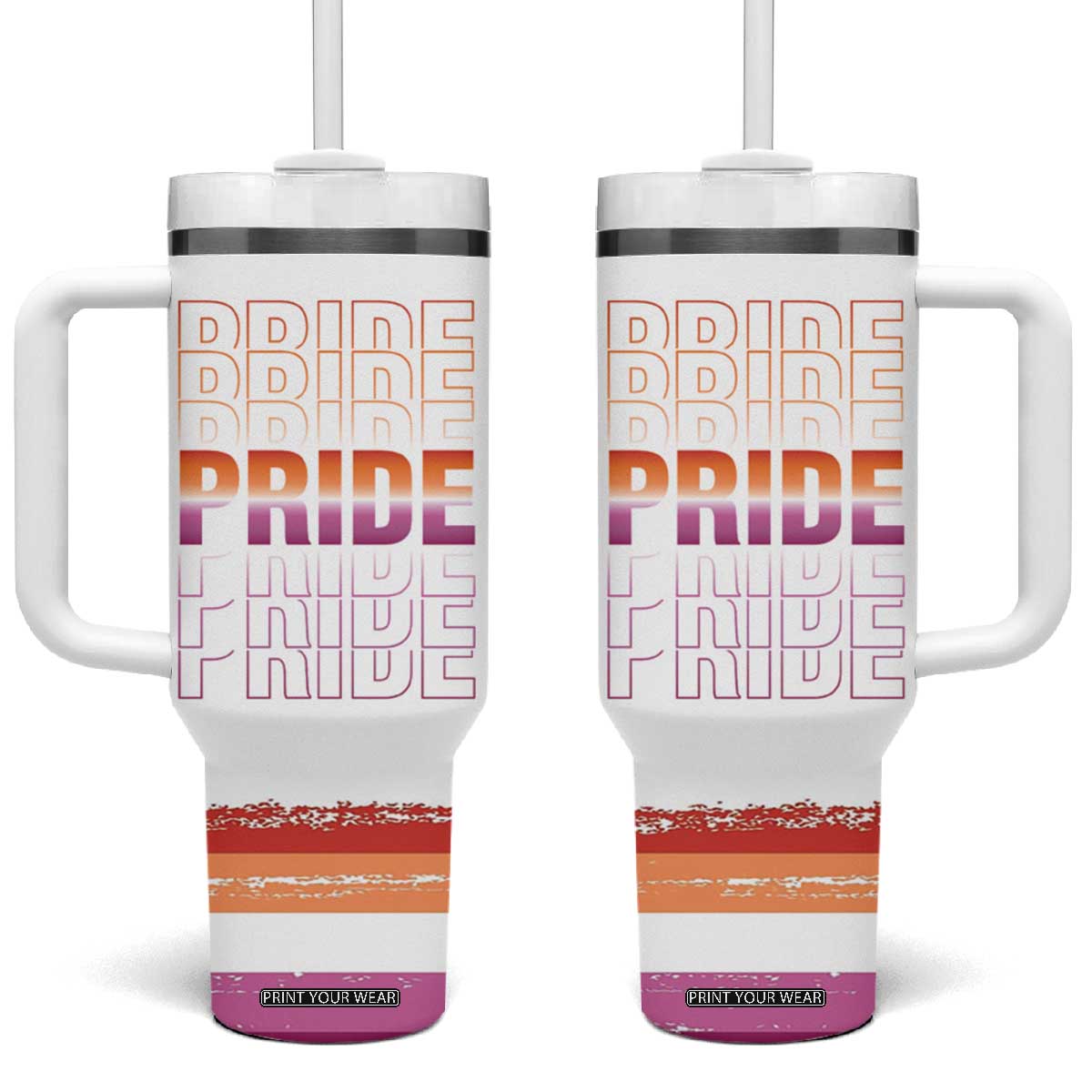 Transgender Pride Tumbler With Handle LGBTQ Trans Flag TB09 One Size: 40 oz White Print Your Wear